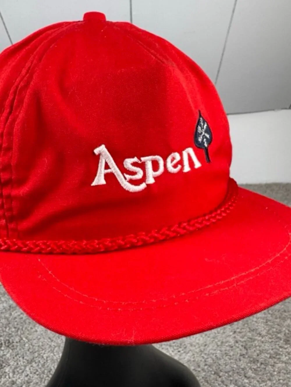 Vintage Aspen Colorado Hat Strapback Imperial Headwear USA Ski Rope Cap 80s Red